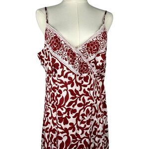 Hart of Dixie Style Red‎ White Print Sundress Women's 12 Cotton Midi Cottagecore
